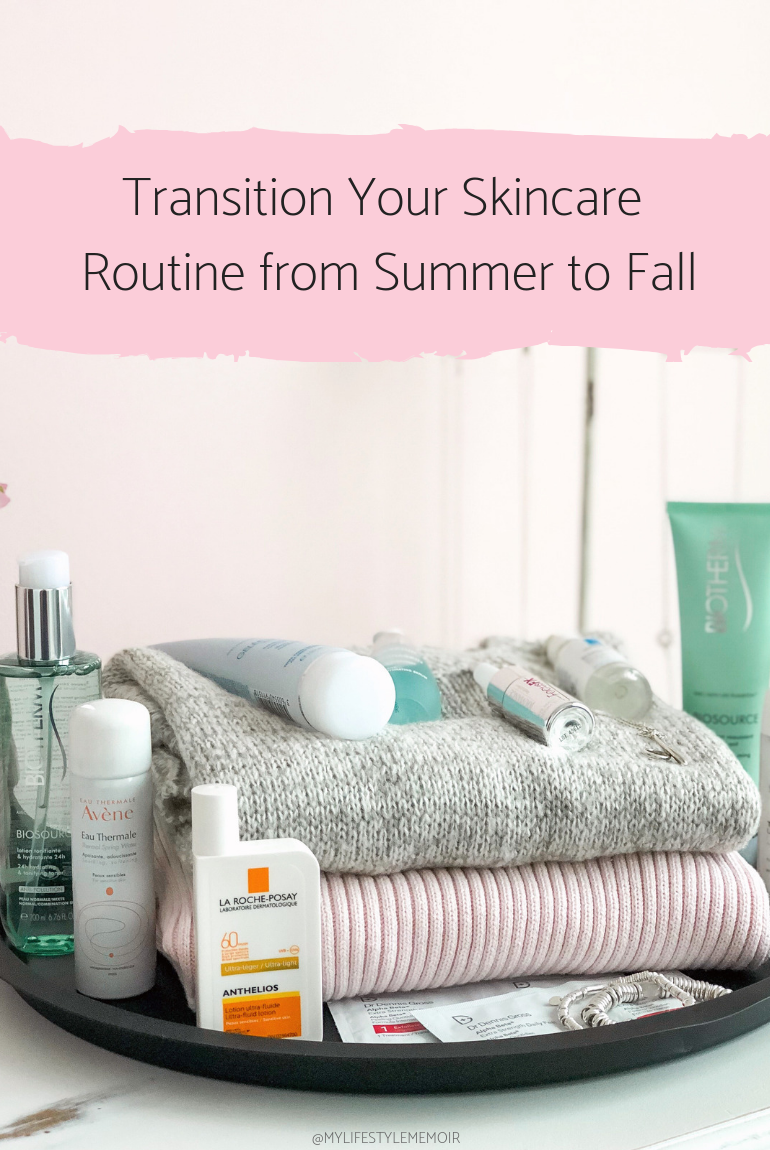As summer winds down, learn how to transition your skincare routine for fall/winter. You don't need to break the bank to get good healthy-looking skin. #skincare #skincareroutine #beautyproducts #skincareroutineproducts